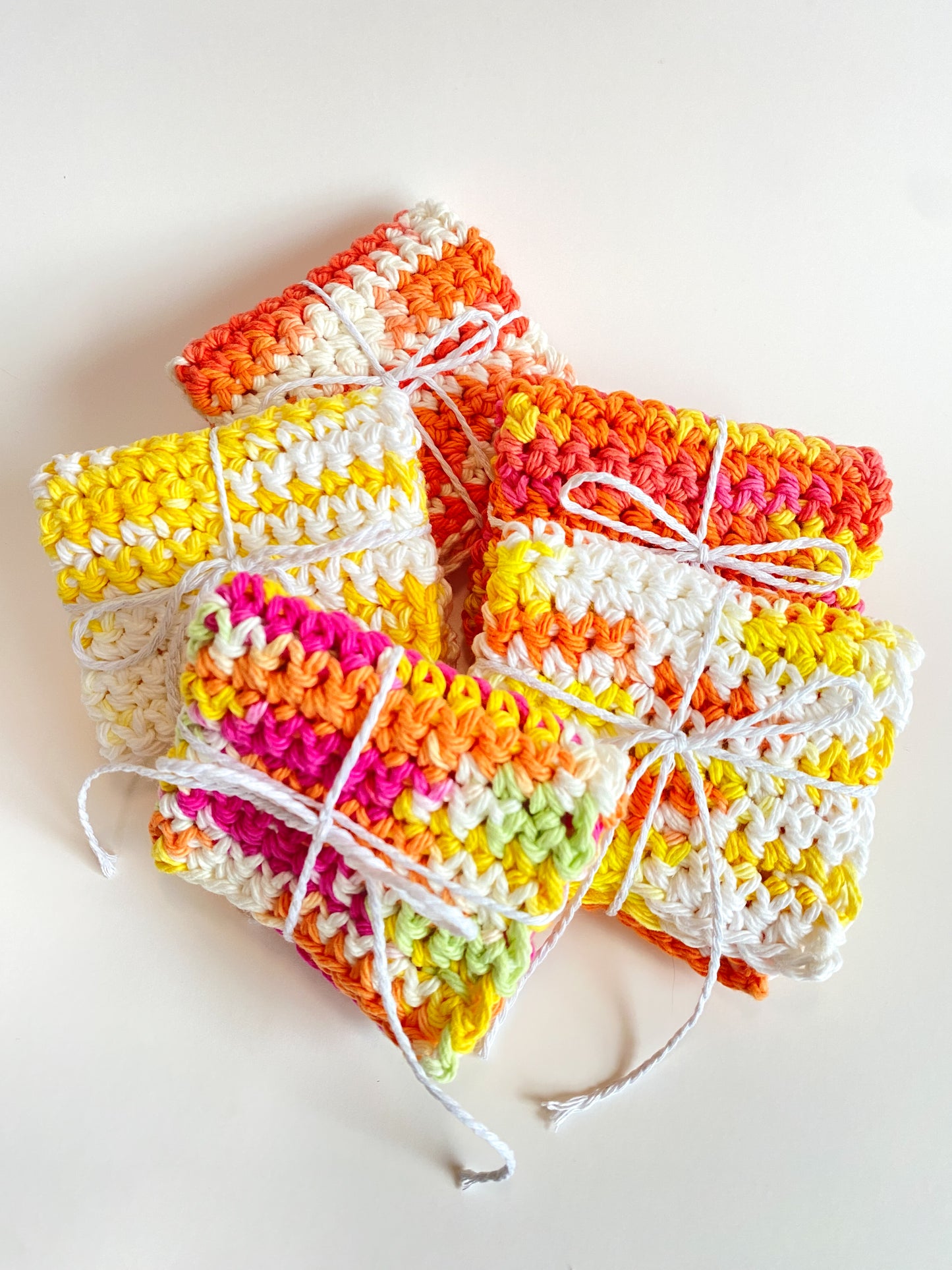 Yellow Bright Ombre Washcloth Singles Mix & Match 100% Cotton Crochet Dish Cloth
