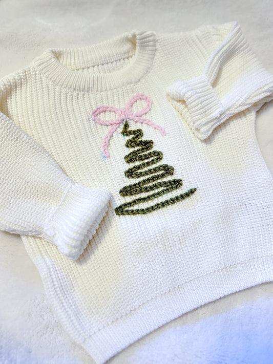 Baby & Toddler Chunky Knit Christmas Bow Sweater