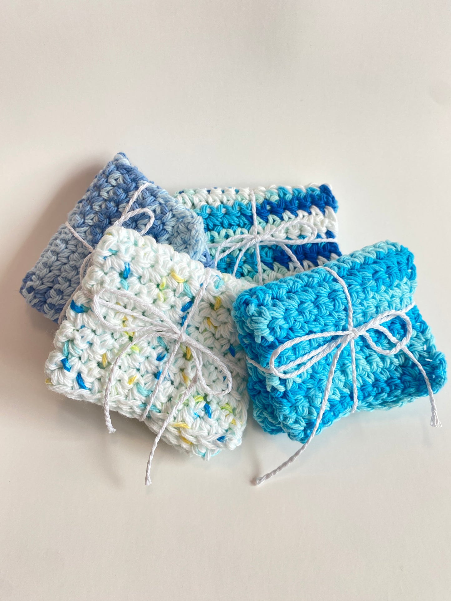 Blue Ombre Washcloth Singles Mix & Match 100% Cotton Crochet Dish Cloth