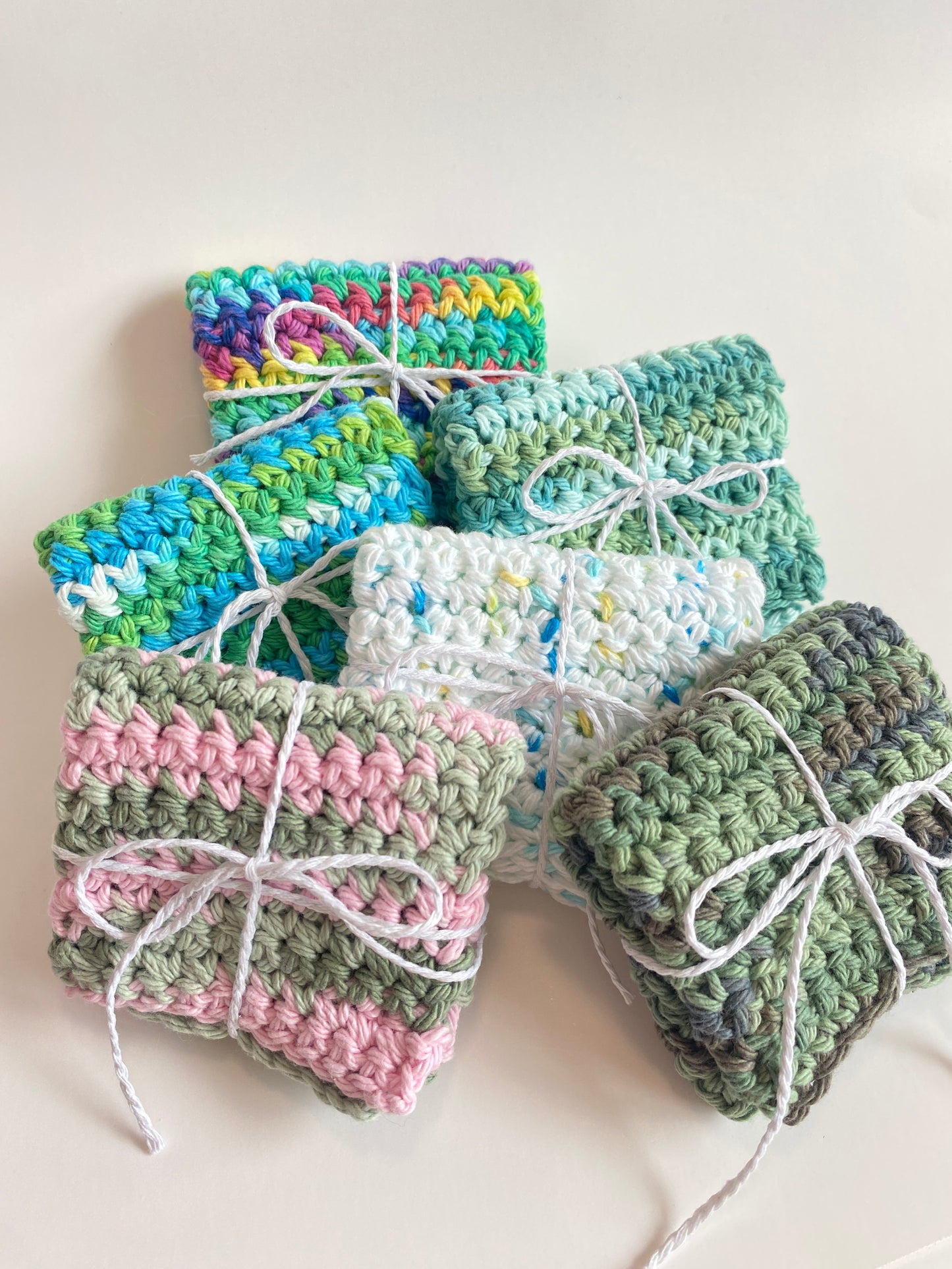 Green Ombre Washcloth Singles Mix & Match 100% Cotton Crochet Dish Cloth
