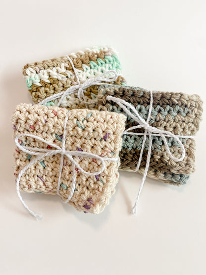 Neutral Ombre Washcloth Singles Mix & Match 100% Cotton Crochet Dish Cloth