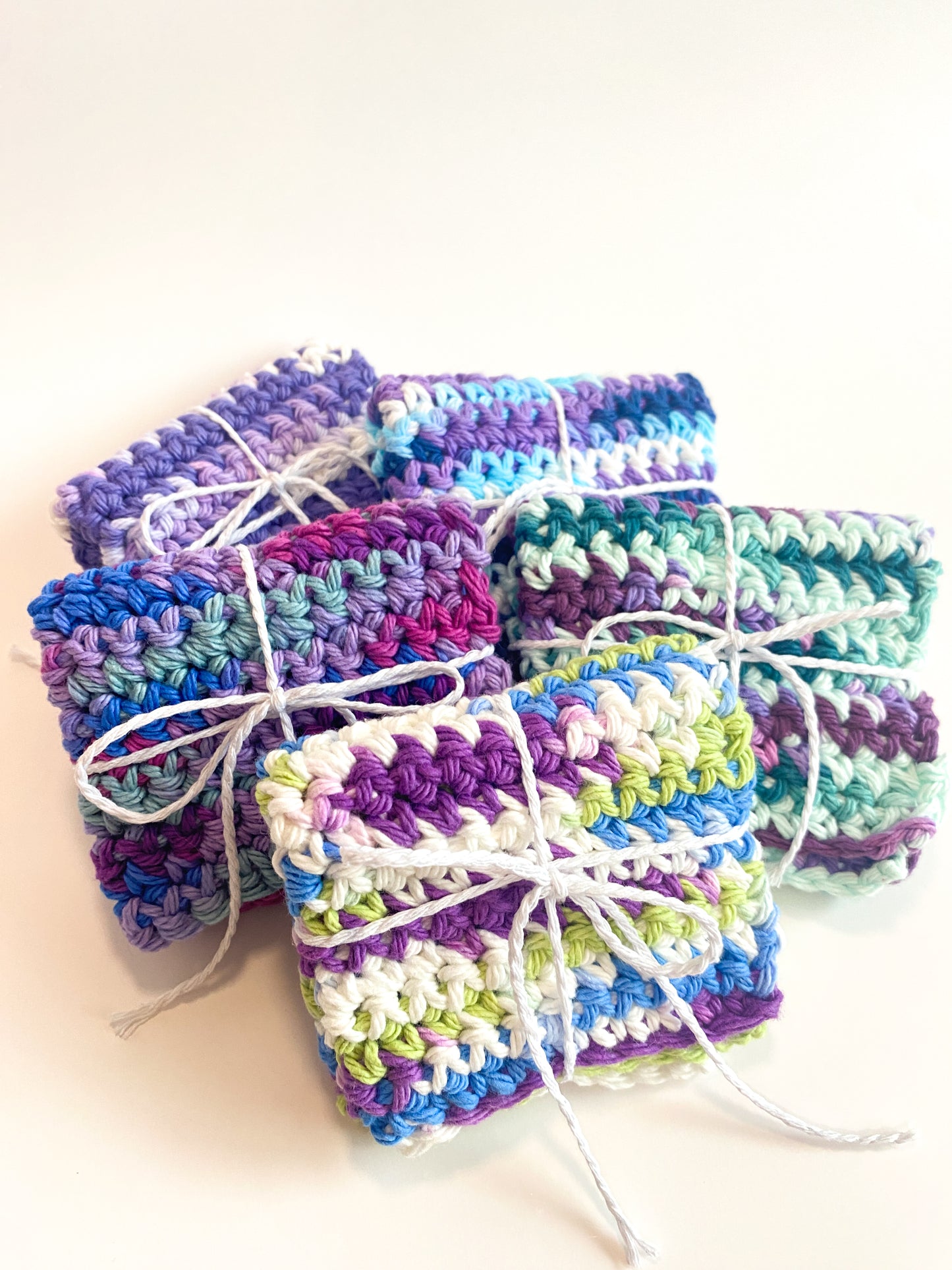 Lavender Ombre Washcloth Singles Mix & Match 100% Cotton Crochet Dish Cloth