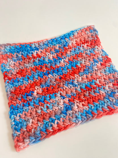 Hand Dyed Crochet Dish Cloth 100% Cotton Ice Dyed