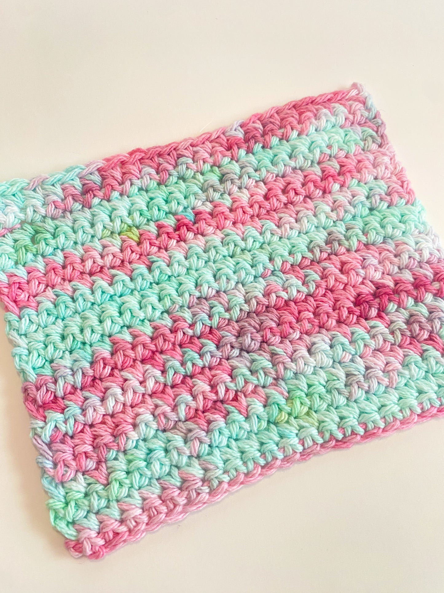 Hand Dyed Crochet Dish Cloth 100% Cotton Ice Dyed