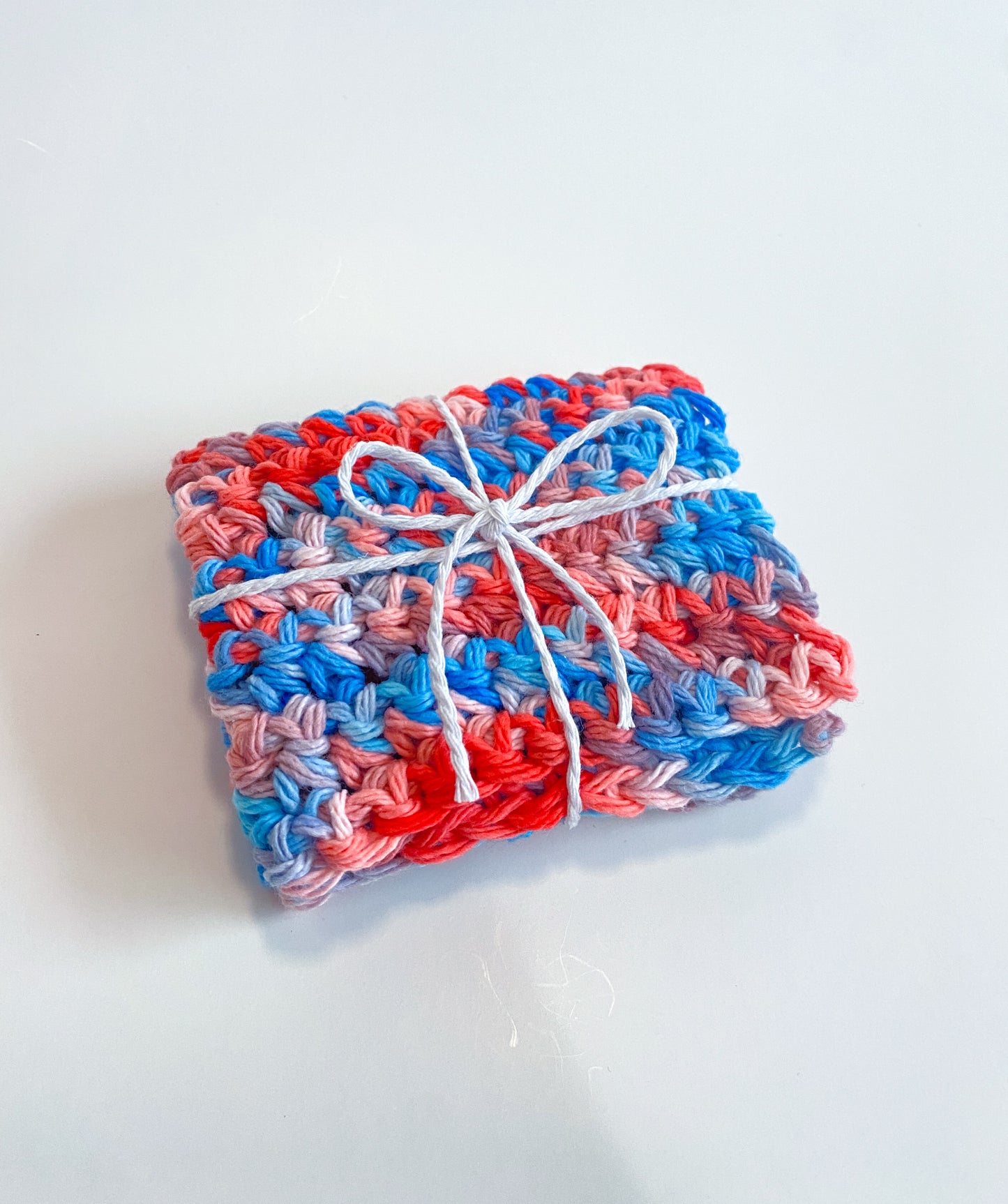 Hand Dyed Crochet Dish Cloth 100% Cotton Ice Dyed