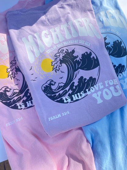 Mightier Beach Unisex T-Shirt Hand Drawn Design