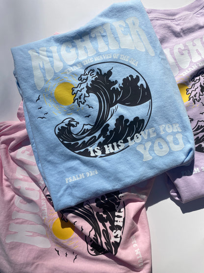 Mightier Beach Unisex T-Shirt Hand Drawn Design