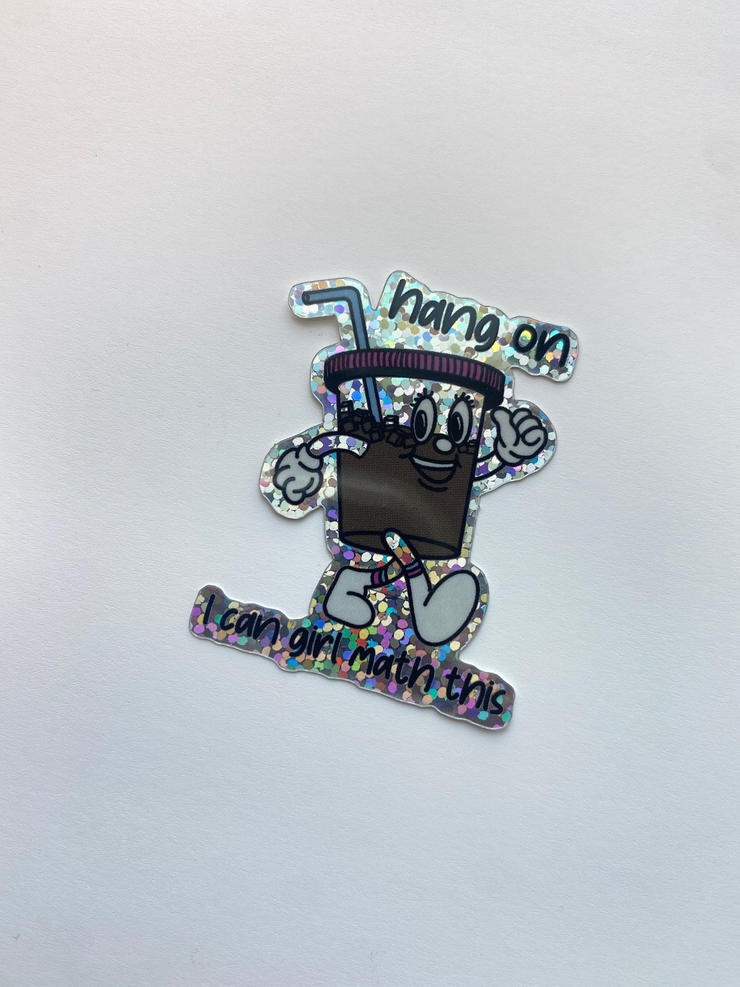 Girl Math Coffee Waterproof Sticker - Sparkly