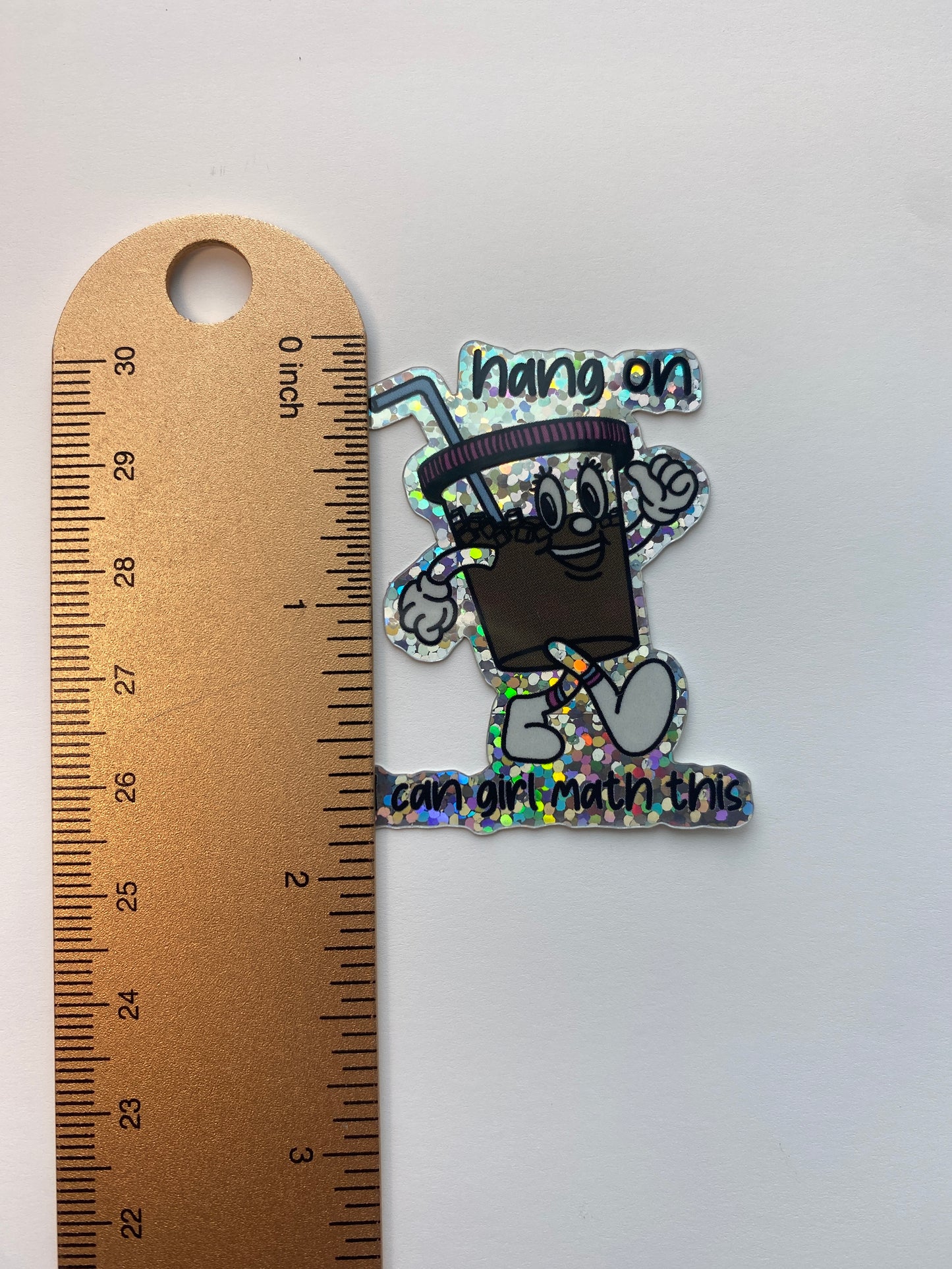 Girl Math Coffee Waterproof Sticker - Sparkly