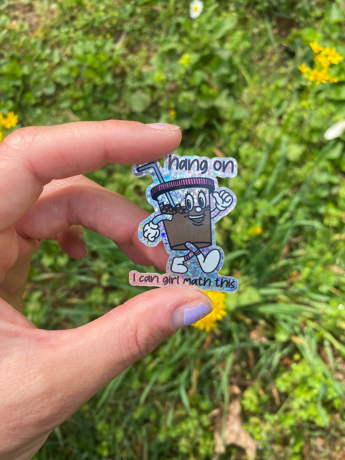 Girl Math Coffee Waterproof Sticker - Sparkly