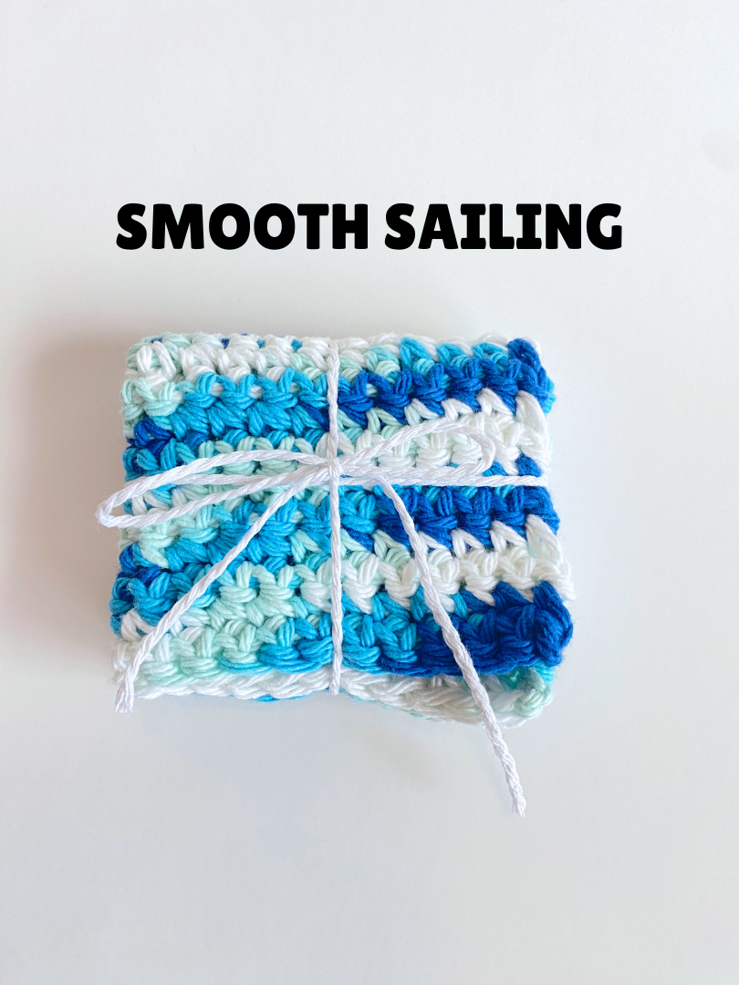 Blue Ombre Washcloth Singles Mix & Match 100% Cotton Crochet Dish Cloth