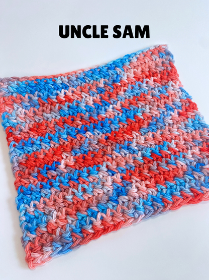 Hand Dyed Crochet Dish Cloth 100% Cotton Ice Dyed