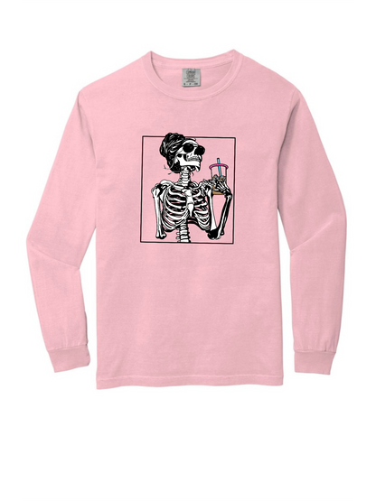 Caffeinated Skelly Long Sleeve T-Shirt
