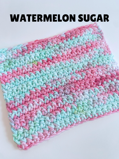Hand Dyed Crochet Dish Cloth 100% Cotton Ice Dyed