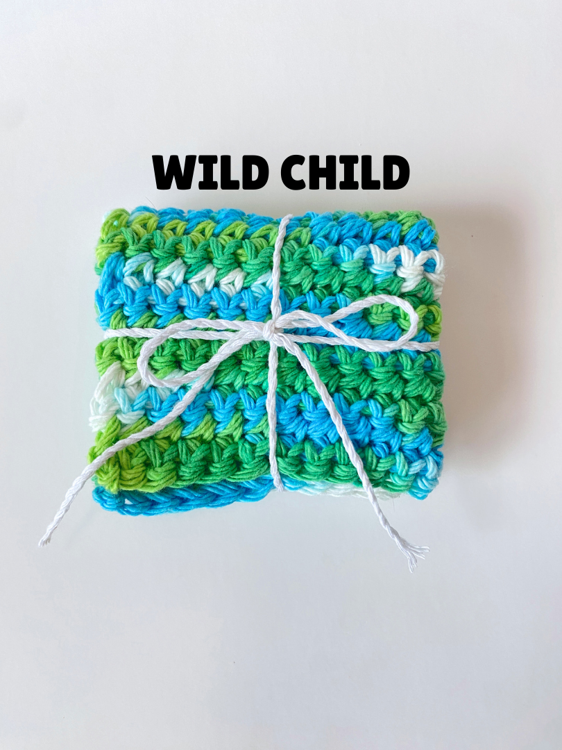Green Ombre Washcloth Singles Mix & Match 100% Cotton Crochet Dish Cloth