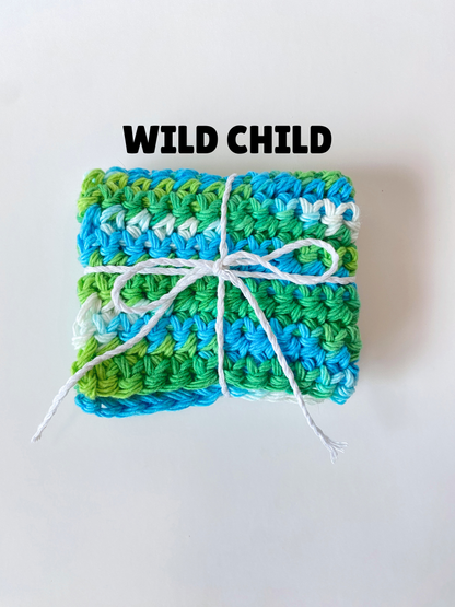 Green Ombre Washcloth Singles Mix & Match 100% Cotton Crochet Dish Cloth