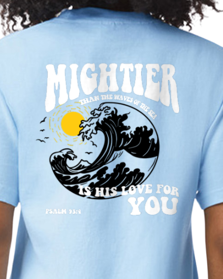Mightier Beach Unisex T-Shirt Hand Drawn Design