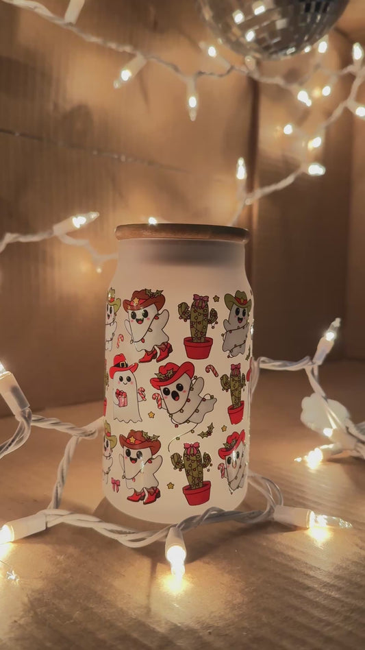 Cowboy Christmas 16oz Glass