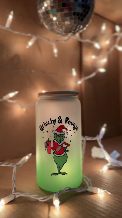 Grinchy and Bougie 16 Ounce Glass Cup
