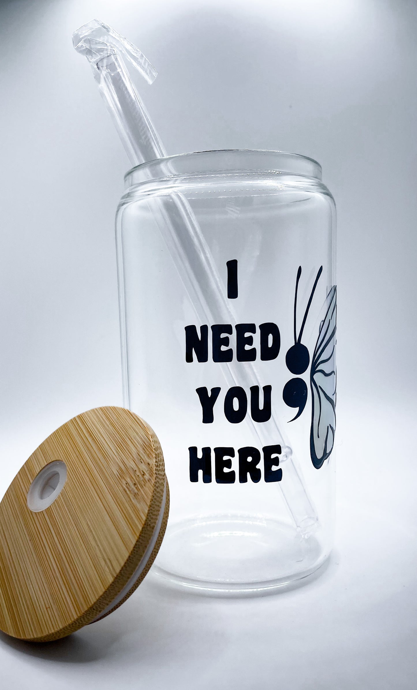 I Need You Here Mental Health Awareness 16 Ounce Coffee Glass