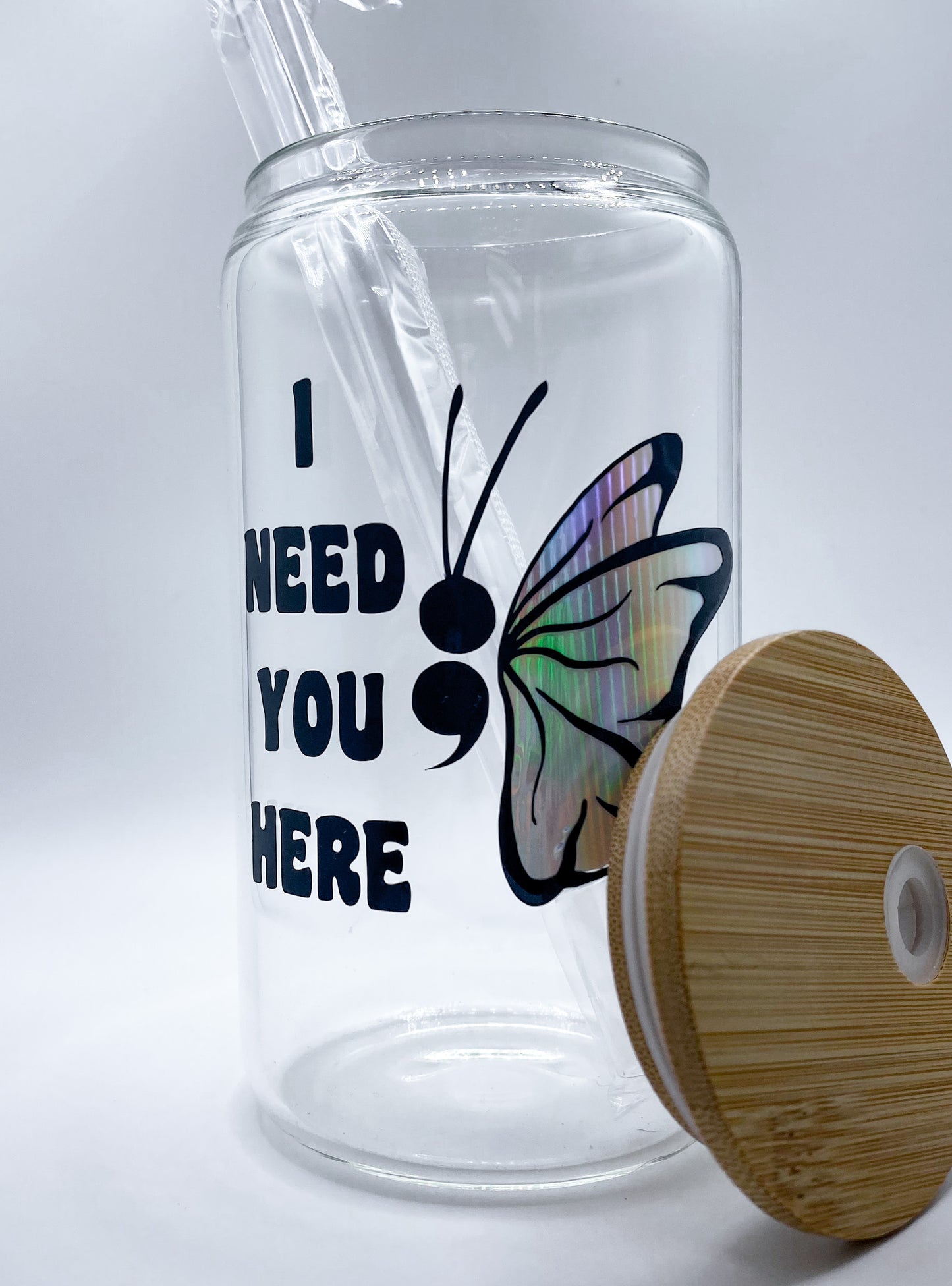 I Need You Here Mental Health Awareness 16 Ounce Coffee Glass