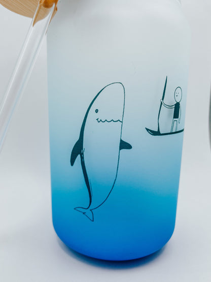 Whale Encounter Blue Whale 16 Ounce Glass Cup