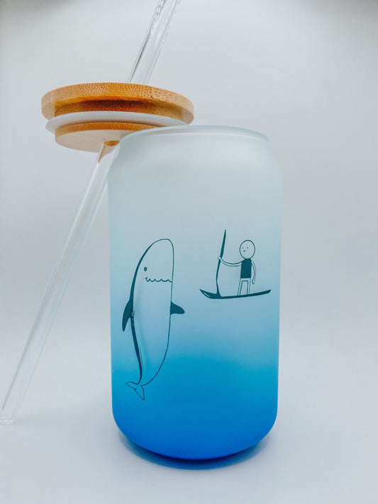 Whale Encounter Blue Whale 16 Ounce Glass Cup