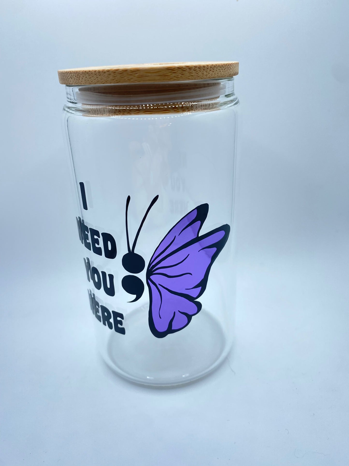 I Need You Here Mental Health Awareness 16 Ounce Coffee Glass