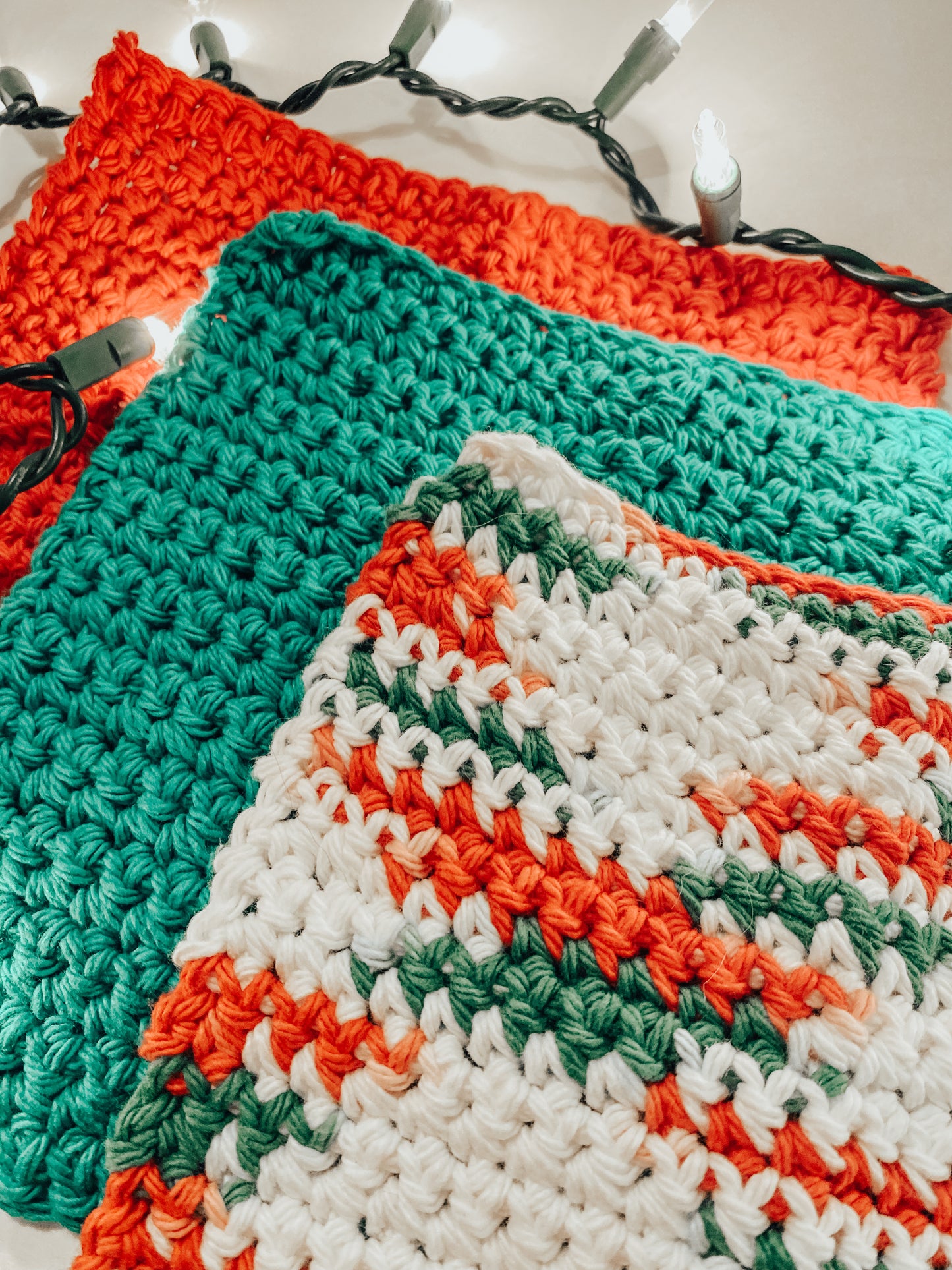 Holiday Pack of 3 Washcloths | Handmade Dishcloths for Christmas |